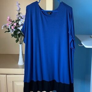J Jill Wearever‎ Womens Short Sleeve Top Size 3X Black Blue Lagenlook Capsule